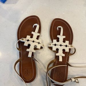 Tory Burch White ankle strapped sandals